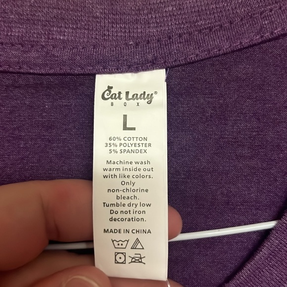 CatLadyBox L Purple & Light Purple Home is Where the Cat is Graphic V-Neck Tee - Picture 9 of 9